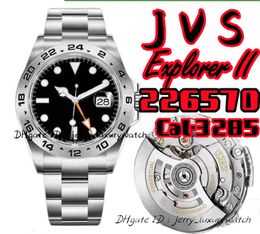 JVS 226570 GM Explorer II Luxury Men's Watch 3285 Mouvement mécanique automatique 904L Miroir en cristal en acier inoxydable 42 mm Super Lumin, zéro