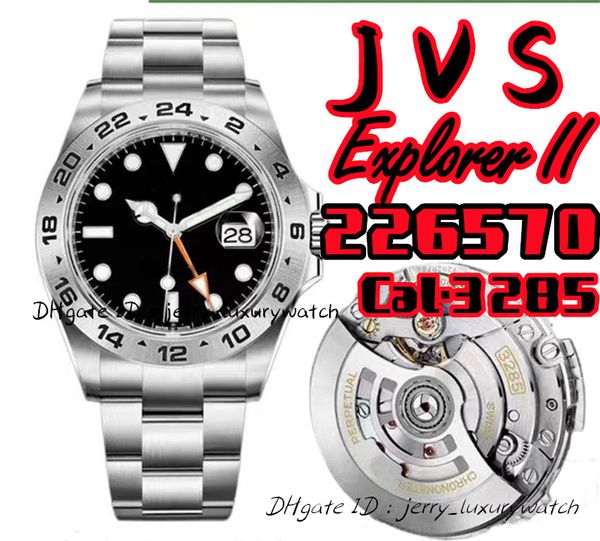 JVS 226570 GM Explorer II Reloj de lujo para hombre 3285 Movimiento mecánico automático Acero inoxidable 904L 42 mm súper luminoso, tasa de reparación cero espejo de cristal de zafiro