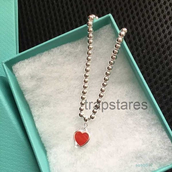 Jwdw Nuevo diseño Pulseras de cuentas de plata de ley 925 de calidad superior Rojo Rosa Azul Corazón Charm Joyería de lujo para regalo de dama con caja original 3h36 EYAU