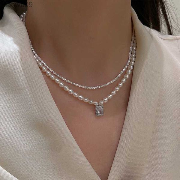 JWER Luxe Perle Strass Collier Ras Du Cou Collier Penadnt Chaîne Bling Collier Saint Valentin Demoiselle D'honneur Cadeau De Mariage Bijoux L230704