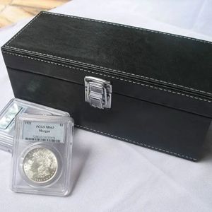 Boîte de rangement pour pièces de monnaie, 20 pièces, supports de boîtier en cuir PU noir pour PCGS NGC JX-LCLYL 240222