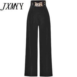 JXMYY High-Taille Wide-Pen Broek Lente Damesmode Pak Broek Casual Rechte losse, dunne en lange benen 211124