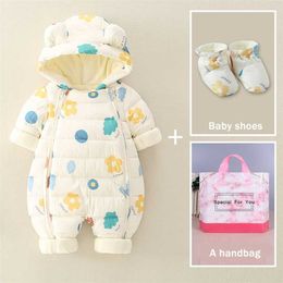 JXYSY Herfst Winter Baby Romper Meisje Katoen Hooded Overalls voor Jongens Zuigeling Jumpsuit Kinderkleding Geboren 211229