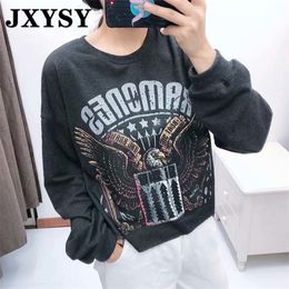 Jxysy Hoodies Dames Sweatshirt Herfst Winter Nieuwe High Street Vintage Print Hooded Sweatshirt Women Tops T200407