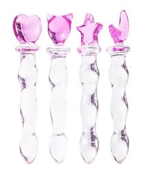 Jy Pink Heart Glass Sex Toys Dildo pour femmes Grand Masturateur cristallin Femme Vaginal Anal Stimulation Plaisir 5889578