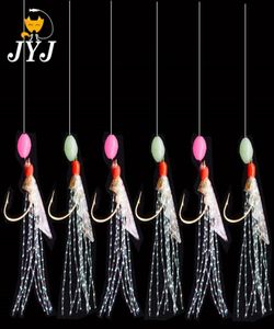 JYJ 1 Pack 6 Hooks True Fish Skin Sabiki Set Rigs String Hooks Zoutwater Zee Visserij Tackle voor Sea de Pesca9754813