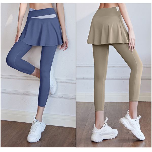 JYMD035 Ropa deportiva Traje de yoga para mujer Leggings delgados para correr Pantalón Ejercicio Medias de cintura alta para adultos Ropa deportiva Chicas Elástico Flaco Gimnasio Falda con parches