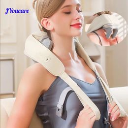 JYouCare elektrische nek schouder body massager Kneden Shiatsu Sjaal Cervicale rug draadloze Verwarming Massageador pijn verlichten 240313