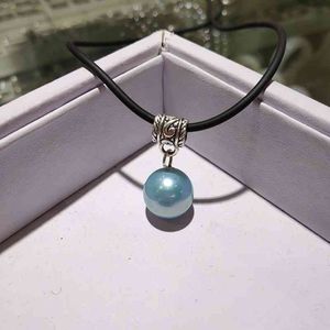 JYX 2020 diseño elegante azul 12mm concha perla colgante Concha collar de perlas regalo para mujer gargantilla