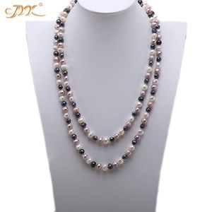 JYX colliers de perles d'eau douce naturelles de Style élégant 3 couleurs 8-9mm long collier femmes 47