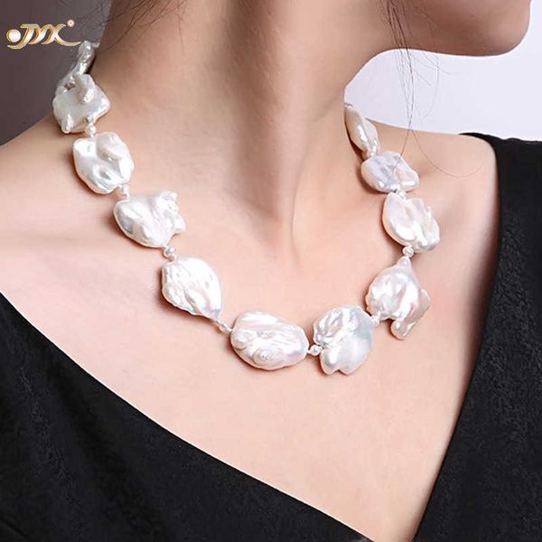 JYX-collar de perlas barrocas cultivadas en agua dulce, color blanco fino, joyería para fiesta o boda, regalo AAA de 16-20 