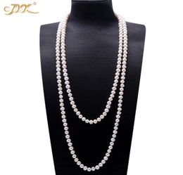 Colliers de pull de perle Jyx Long Round Round Natural White 89 mm Collier de perle d'eau douce naturelle Collier de charme sans fin 328 2011041669191