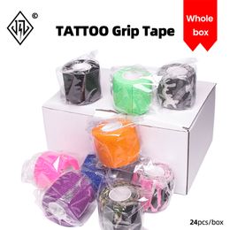 JZ Zelfklevende tape 24-stks Zelf-ladende samenhangende samenhangende tape Tattoo Grip Wrap Cover Strong Sports Tape, Bandage Rolls Athletic Tape