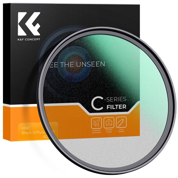 K F Concept 18 14 Filtro de lente de cámara de difusión de niebla negra Efectos especiales Grabar video como película 49 mm 52 mm 58 mm 67 mm 77 mm 82 mm 231226