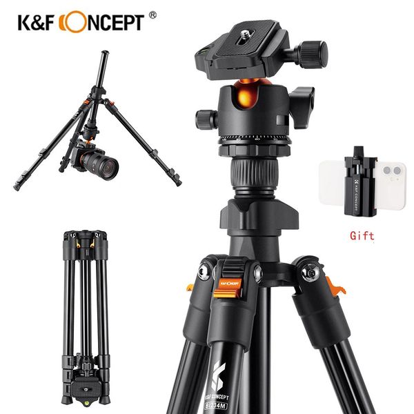 K F Concept Trépied d'appareil photo de 62,99 pouces pour trépied de voyage portable en aluminium DSLR avec tête sphérique panoramique à 360 degrés à dégagement rapide 240322