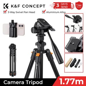 K F Concept 64inch162cm Video Tripod Lichtgewicht Aluminium Tripods voor Pography Live Streaming DSLR Camera Telefoonhouder Stand 240418