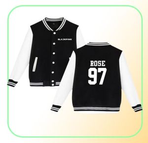 K POP KPOP KPOP Blackpink Álbum Women Hoodies Sweinshirts Jisoo Jennie Rose Lisa Long manga de manga larga Jacket de uniforme de béisbol Men4905638