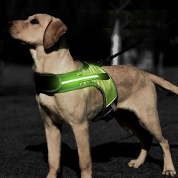 K-vormige lichtgevende LED-harnas voor huisdier Dog Reflecterende borstharnas voor middelgrote en grote honden Safety Night Travel 210712