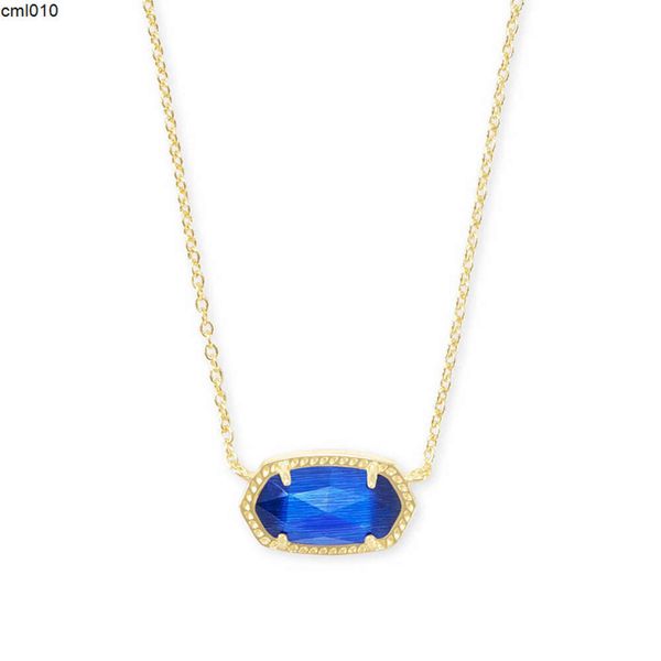 Collar ovalado de ópalo azul de corte múltiple para mujer, joyería de estilo K, cadena galvanizada de oro Real, Ur6b