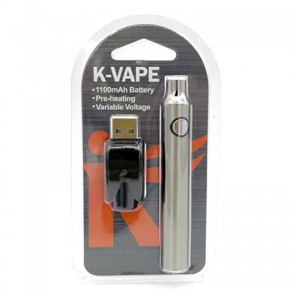 K-VAPE préchauffage préchauffage vape stylo batterie 900mah tension réglable 3.2-3.7-4.1V chargeur USB 510 fileté