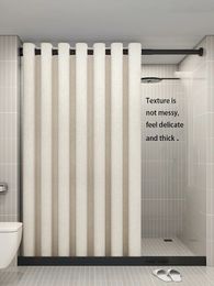 K-water Cortinas de ducha modernas de lino grueso, tela impermeable, cortina de baño de Color sólido para baño, bañera, ganchos de lujo 240320