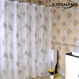 K-water natuurdouche keuken gordijnen mode grijze bladeren romantische kunst waterdicht voor bad met haken voor badkamer 220517