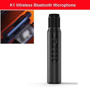 Microphones K1 Microphone Bluetooth sans fil Quatre sons magiques pour la diffusion en direct Carte intégrée avec haut-parleur Karaoké Audio Mic