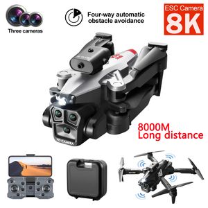K10 Max Drone Mini 8K HD Esc Professional Aerial Three Cameras Four-way Obstacle Avoidance Optical Flow Positioning Foldable Quadcopter FPV Drone RC Quadcopter UAV