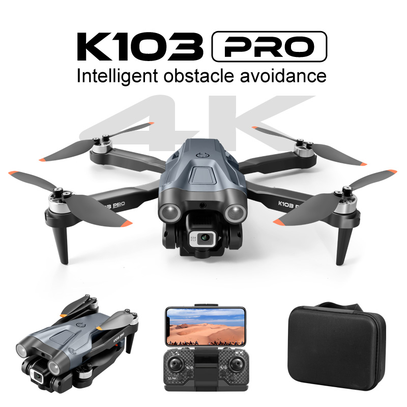 K103 PRO DRONE 4K HD Dual Camera Four Axis Aircraft Hinder Undvikande Optiskt flödeslokalisering RC Brushless Motor FPV Toy Drones