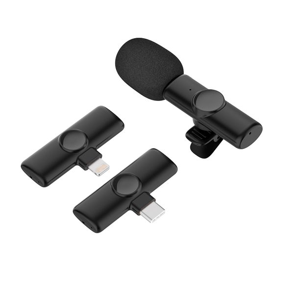 K11 Paquete de 2 micrófonos inalámbricos Lavalier de iPhone Reducción automática de Ruido 65 pies Radio Clara Micrófono Bluetooth para iPhone Batería de Larga duración