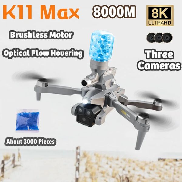 Drone K11 Max avec 8k Three Camera Water Bombs FPV Brushless GPS Return 360 ° Laser Obstacles Évitement RC Quadcopter Toys 240508