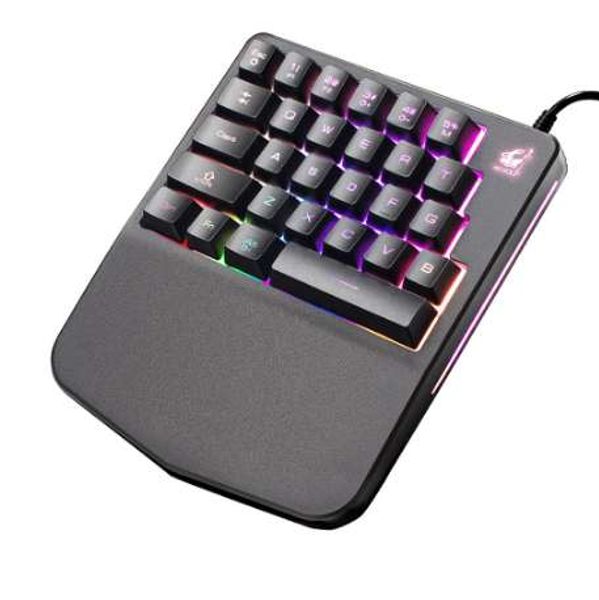 K11 filaire 28 touches LED rétro-éclairé Usb ergonomique clavier à une main clavier de jeu pour PC tablette bureau anglais russe autocollant
