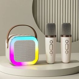 K12 Dual Microfoon Karaoke Bluetooth Ser RGB Licht Twee 5W Sers Geluid Subwoofer Boombox Ondersteuning Meerdere invoermodi 240126