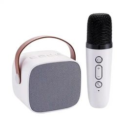 K12 Mini Karaoke Machine Portable Bluetooth 5.0 luidspreker draadloze microfoons LED Muziek Rhythm Licht Home Family Singing Machine