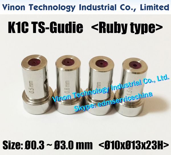 Guide TS K1C d = 0.3-3.0mm boîtier en acier inoxydable + Insert rubis (10dx13dx23L) Guide de perçage edm pour K1C petit trou EDM, guide de tuyau TS