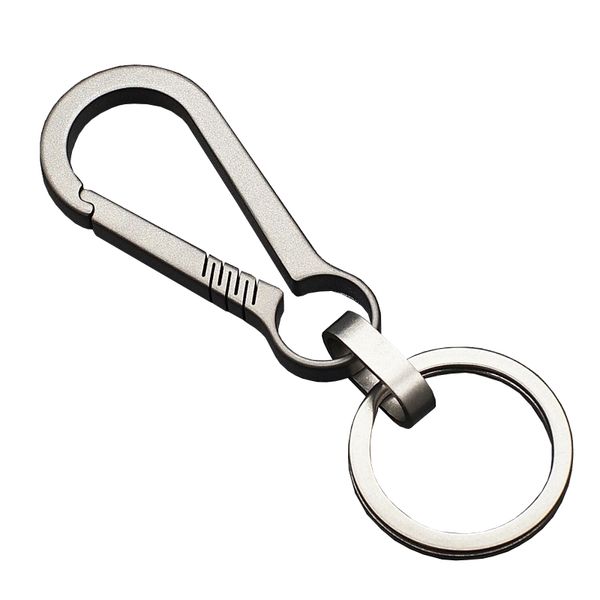 K2512 Clip de porte-clés à dégagement rapide en titane avec 1 porte-clés Heavy Duty Outdoor Petit mousqueton Porte-clés Clip pour hommes et femmes (Gris)