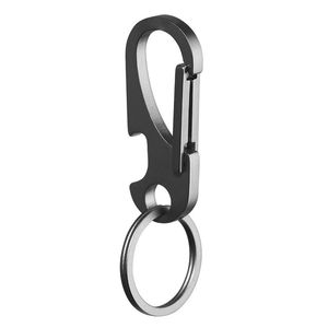 K2515 Titanium Quick Release Key Chain Clip met 1 sleutelringen zware buiten EDC Small Carabiner Keychain Clip voor mannen en vrouwen (grijs)