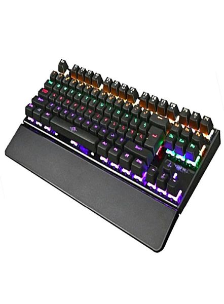 K28 87 Teclas Almohadilla de teclado de teclado de juego mecánico con 10 modos de retroiluminación interfaz USB Descanso de mano desmontable para la computadora3392868