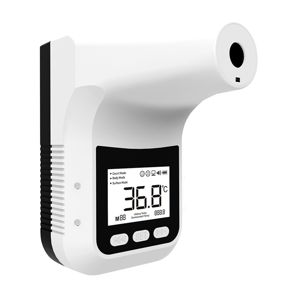 K3PRO Infrared Thermometer met Voice Broadcast Wall Mounted K3 Pro Non Contact USB Batterij Digital Display Community Supermarkt Office Home
