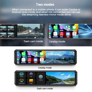 K4 12 inch CarPlay Android Auto 4K 2160p Wifi Dash Cam Rearview Mirror CAR DVR GPS Navigation Video Recorder Dual Lens