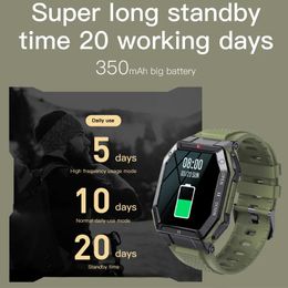 K55 Militare Astuto Della Vigilanza Degli Uomini da 1.85 pollici 2023 Chiamata Bluetooth 350mAh 24H Sano Monitor Esterno IP68 Impermeabile Smartwatch