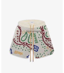 K589# Rhude Cashew Flower Woolen Jacquard Drawstring Shorts