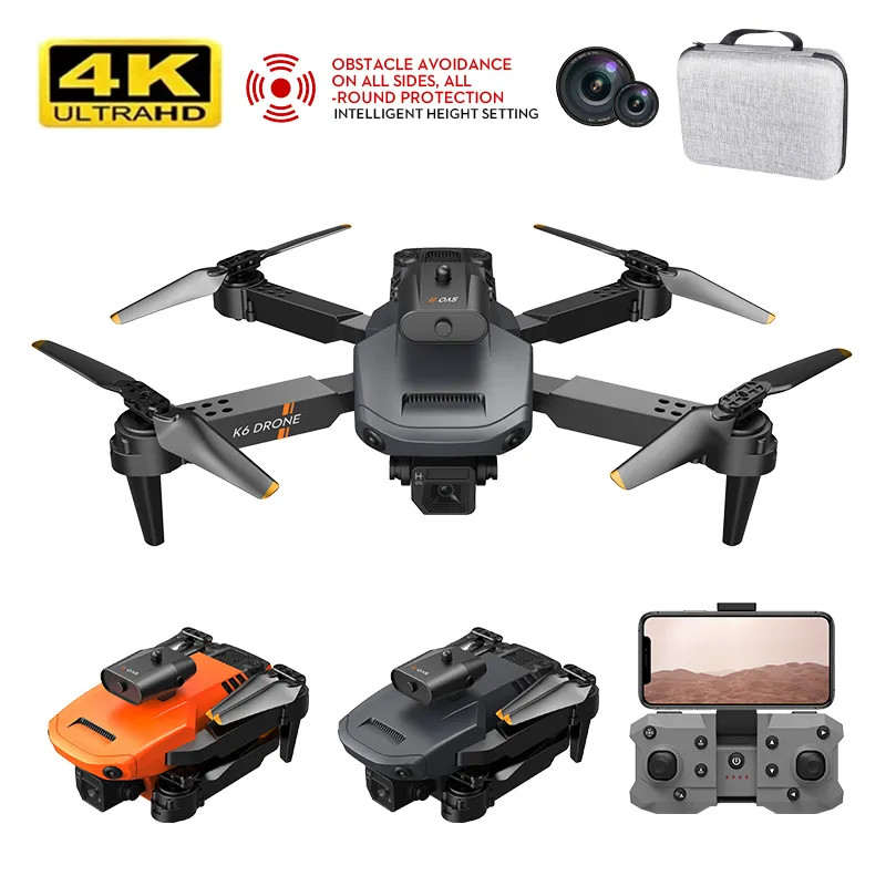 K6 Drone Professional 4K HD Camera Mini Drone Optical Flow Localization Threeidsed Infrared Hinder Undvikande Quadcopter Toy