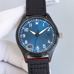 K6 fábrica relojes para hombres piloto Mark 18 reloj de cerámica negro 40 mm mecánico automático 9015 movimiento esfera azul zafiro fecha de alta calidad relojes de pulsera impermeables-18