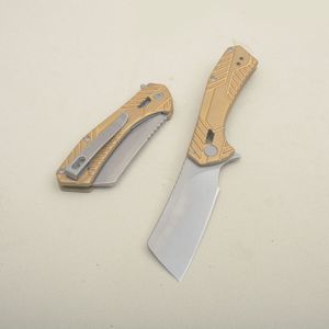 K6445 Flipper Cuchillo plegable 8Cr13Mov Recubierto de titanio gris Tanto Hoja Mango de acero inoxidable dorado Cuchillos de carpeta con rodamiento de bolas con caja al por menor