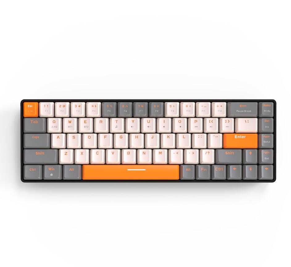 K68 klawiatura gier mechaniczna klawiatura 2.4G bezprzewodowa gier Bluetooth komputer klawiatury Gamer Klawiatura 68 Keys Keycaps K3