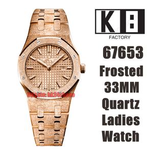 K8F horloges 33 mm 67653 Frosted Quartz Womens Watch Rose Gold Dial Pink Gold Bracelet Ladies polshorloges