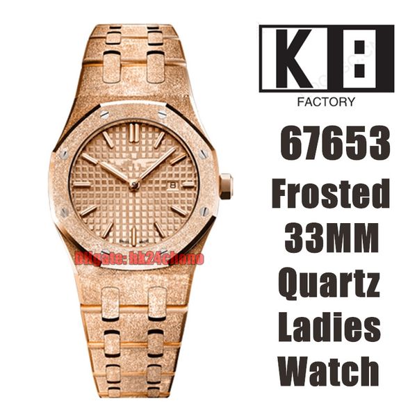 Relojes K8F 33 mm 67653 Reloj de cuarzo esmerilado para mujer Esfera de oro rosa Pulsera de oro rosa Relojes de pulsera para mujer