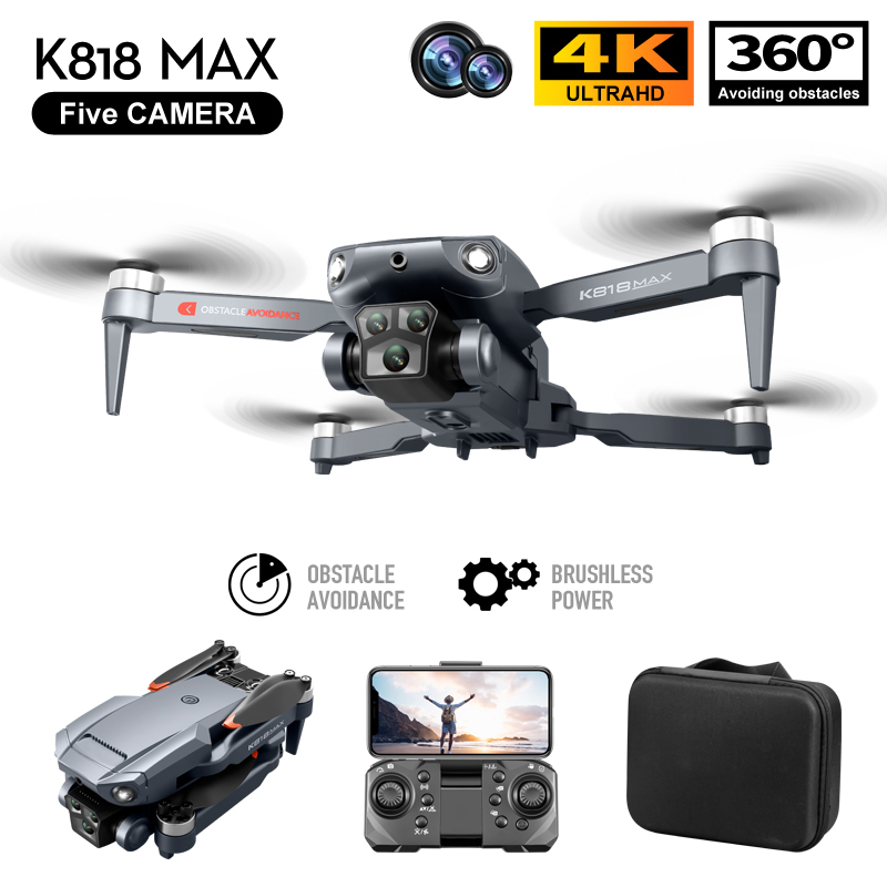 K818 MAX RC Drone 4K HD 5 Camera Helicopter Profesional Brushless Drone RC Plane Toys FPV Avoidance Drone Profesional Drones