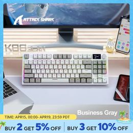 K86 Wireless -Wappable Mechanical Keyboard Bluetooth2.4G met displayscherm en Volume Rotary -knop voor games en werk 240429